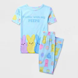 Kids' 2pc Easter Peeps Tight Fit Pajama Set - Blue 10