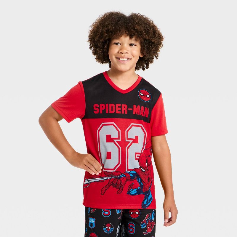 slide 3 of 4, Boys' 2pc Spider-Man T-Shirt and Pants Pajama Set - Red S, 2 ct