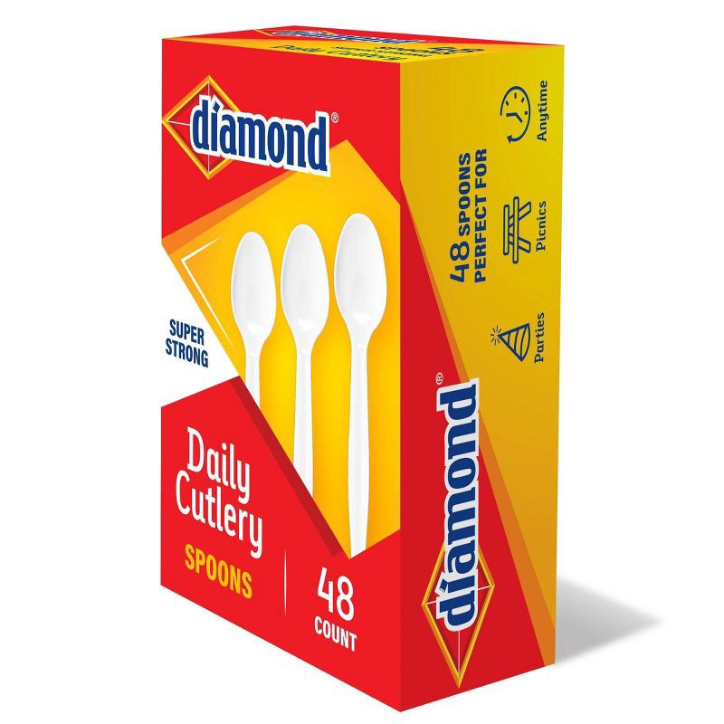 slide 2 of 4, Diamond Daily White Disposable Spoons - 48ct, 48 ct