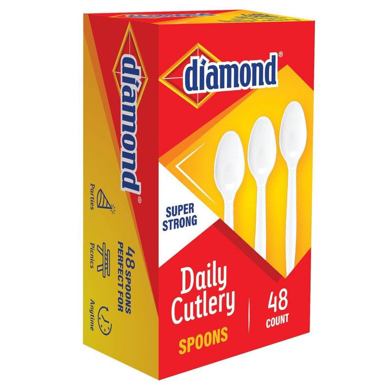 slide 3 of 4, Diamond Daily White Disposable Spoons - 48ct, 48 ct