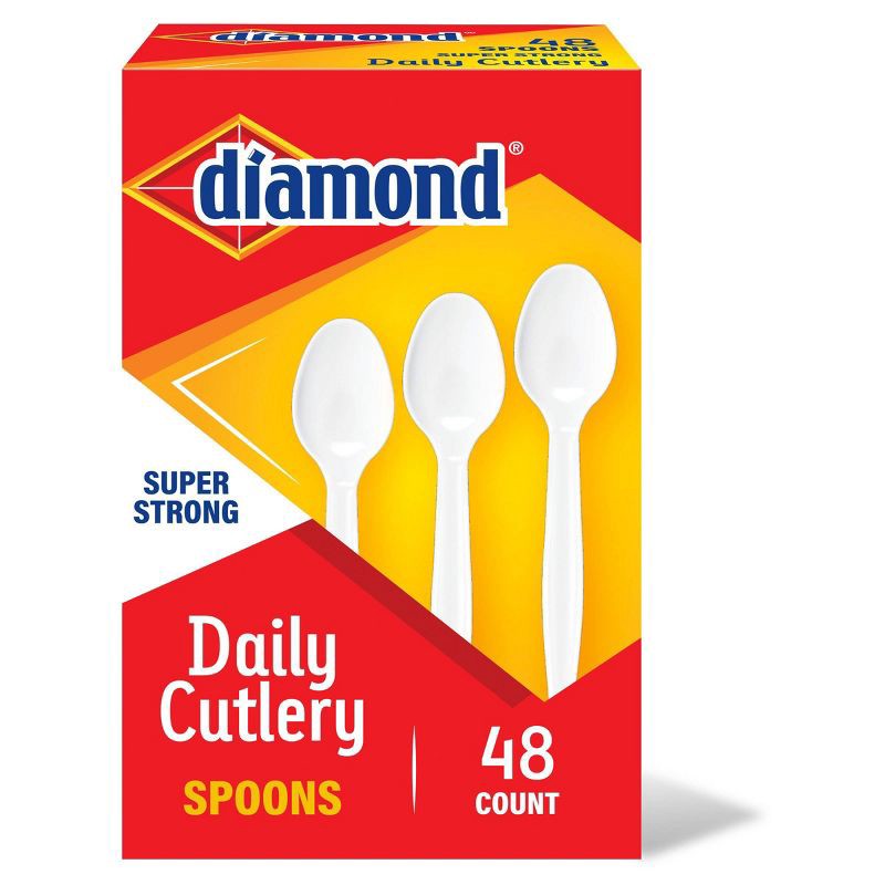 slide 1 of 4, Diamond Daily White Disposable Spoons - 48ct, 48 ct