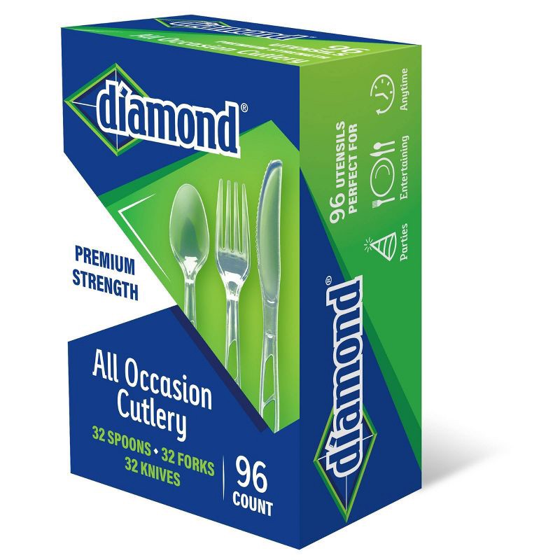 slide 2 of 5, Diamond All Occasion Clear Disposable Forks Spoons and Knives - 96ct, 96 ct