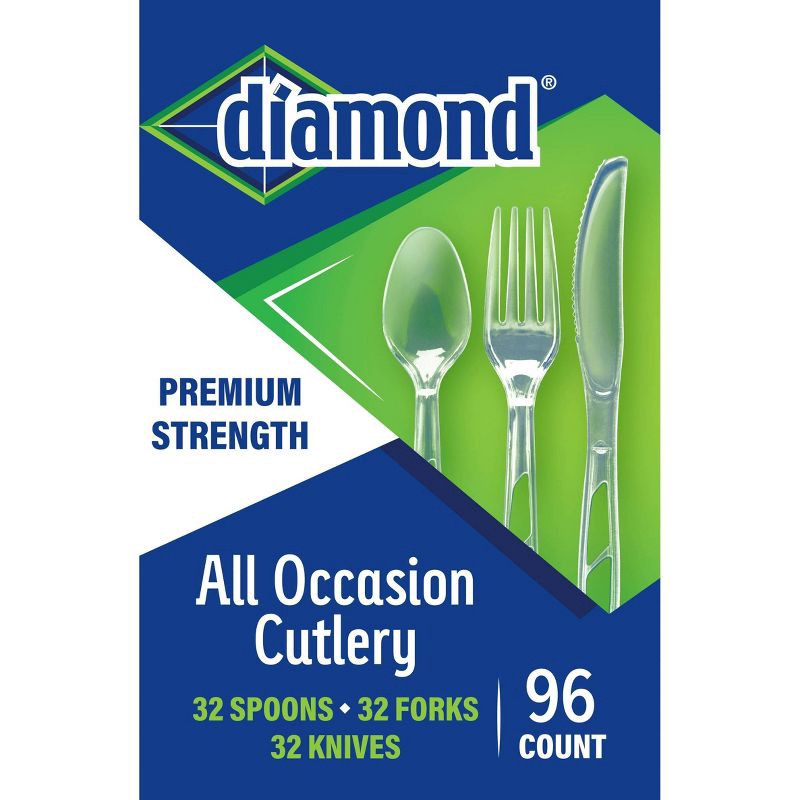 slide 3 of 5, Diamond All Occasion Clear Disposable Forks Spoons and Knives - 96ct, 96 ct