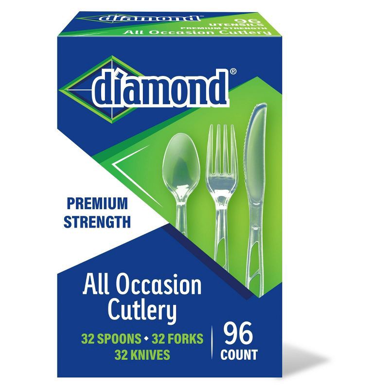 slide 1 of 5, Diamond All Occasion Clear Disposable Forks Spoons and Knives - 96ct, 96 ct