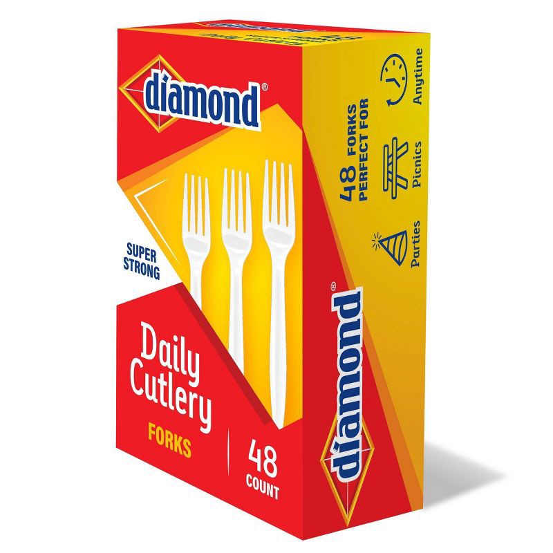 slide 2 of 4, Diamond Daily White Disposable Forks - 48ct, 48 ct