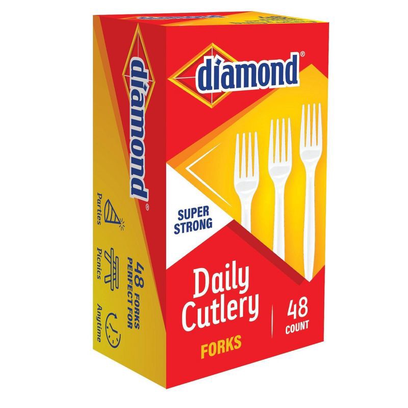 slide 3 of 4, Diamond Daily White Disposable Forks - 48ct, 48 ct