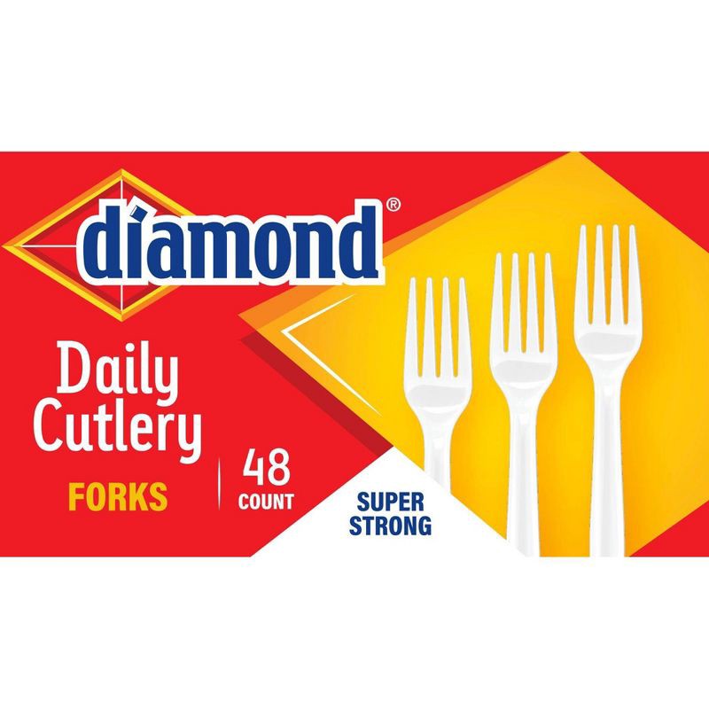 slide 4 of 4, Diamond Daily White Disposable Forks - 48ct, 48 ct
