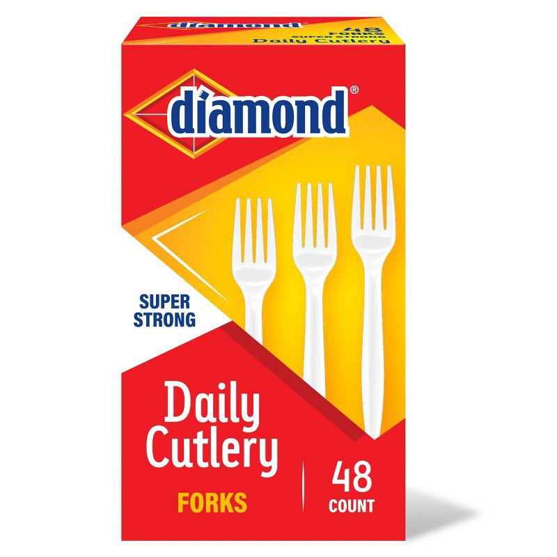 slide 1 of 4, Diamond Daily White Disposable Forks - 48ct, 48 ct