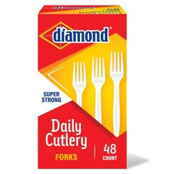 Diamond Daily White Disposable Forks - 48ct