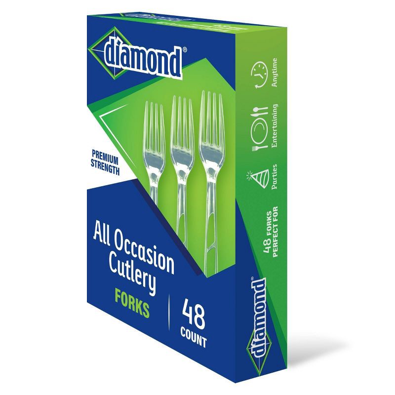 slide 2 of 3, Diamond All Occasion Clear Disposable Forks - 48ct, 48 ct