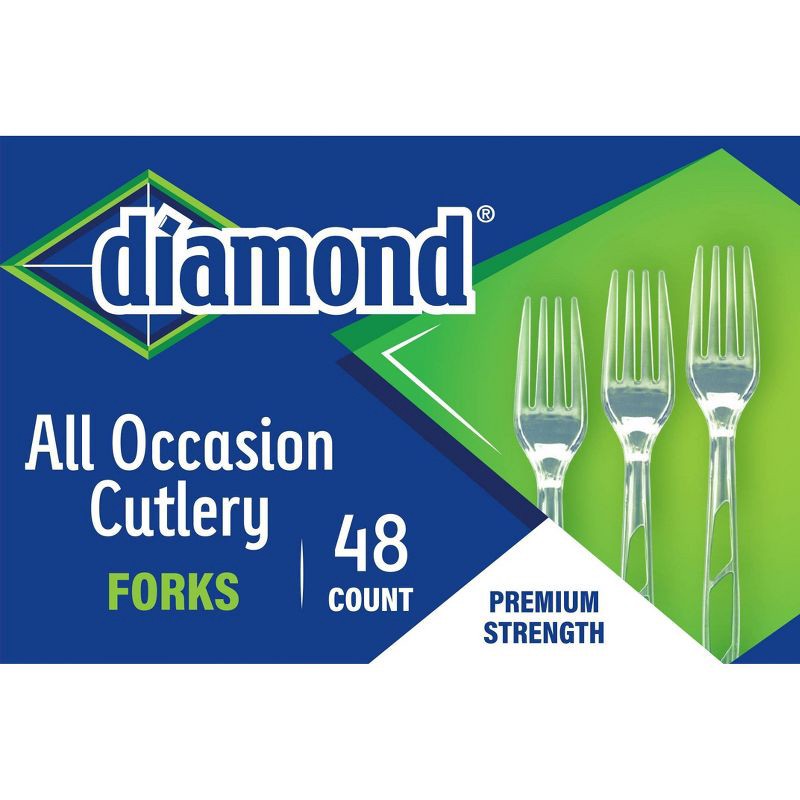 slide 3 of 3, Diamond All Occasion Clear Disposable Forks - 48ct, 48 ct