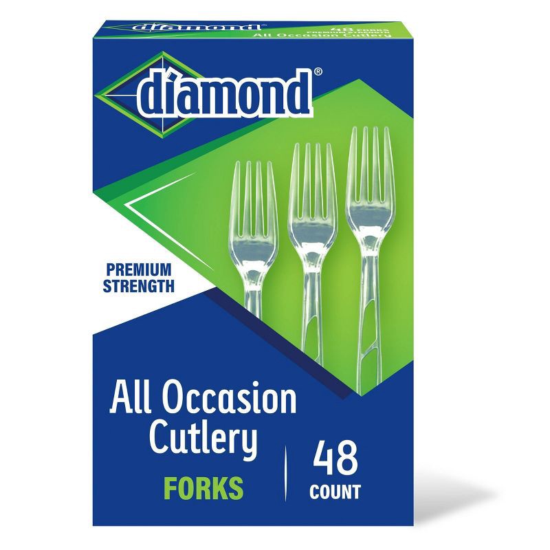 slide 1 of 3, Diamond All Occasion Clear Disposable Forks - 48ct, 48 ct