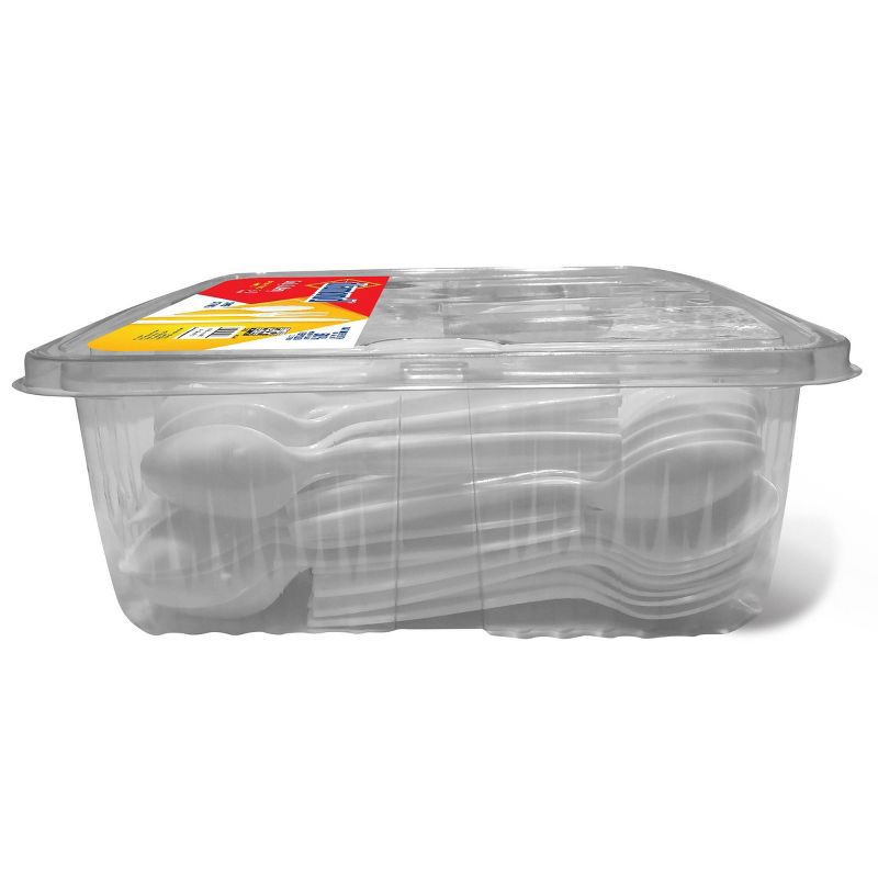 slide 3 of 3, Diamond Daily White Disposable Forks Spoons and Knives Tray - 240ct, 240 ct