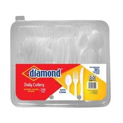 Diamond Daily White Disposable Forks Spoons and Knives Tray - 240ct