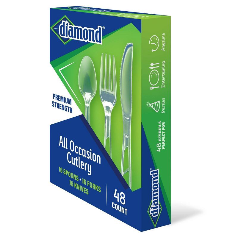 slide 2 of 4, Diamond All Occasion Clear Disposable Forks Spoons and Knives - 48ct, 48 ct