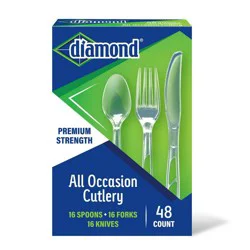 Diamond All Occasion Clear Disposable Forks Spoons and Knives - 48ct