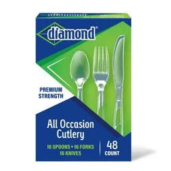Diamond All Occasion Clear Disposable Forks Spoons and Knives - 48ct