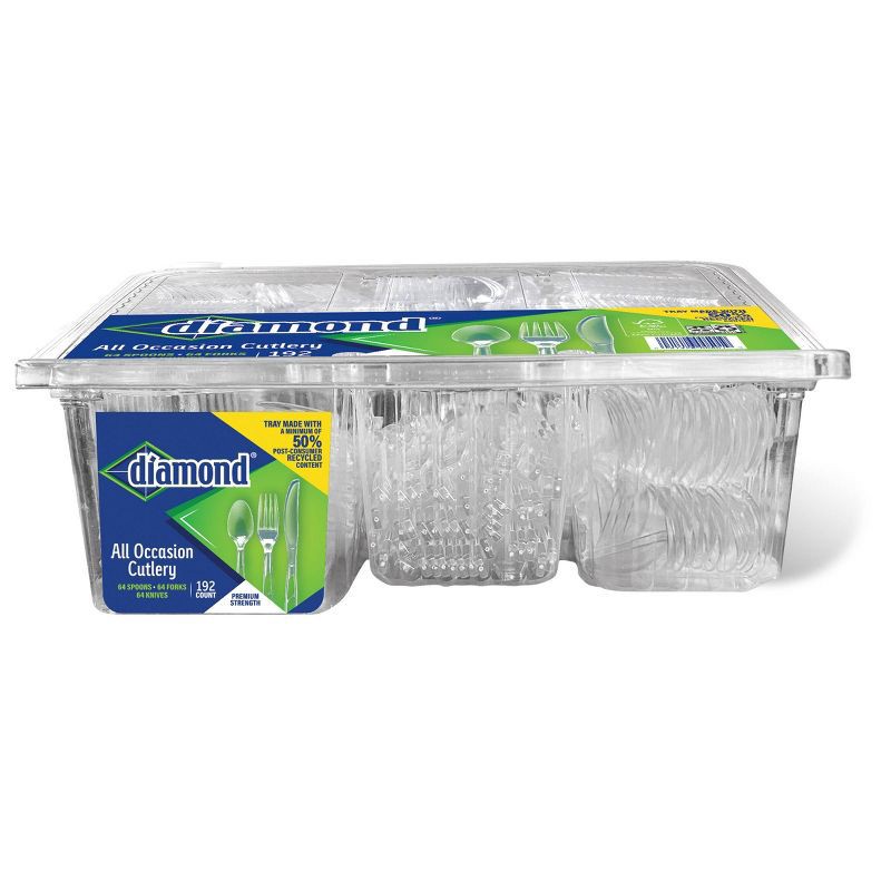 slide 2 of 3, Diamond All Occasion Clear Disposable Forks Spoons and Knives Tray - 192ct, 192 ct