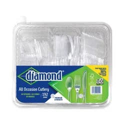 Diamond All Occasion Clear Disposable Forks Spoons and Knives Tray - 192ct