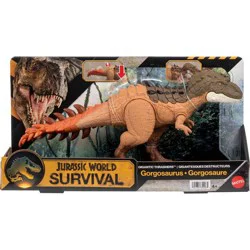 Jurassic World Gigantic Thrashers Gorgosaurus Dinosaur Action Figure Toy, 2 Attacks & Evolve Feature