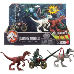 Jurassic World Reimagined Motorcycle, Owen Grady & Raptors & Tools Retro Pack, Fallen Kingdom Toy