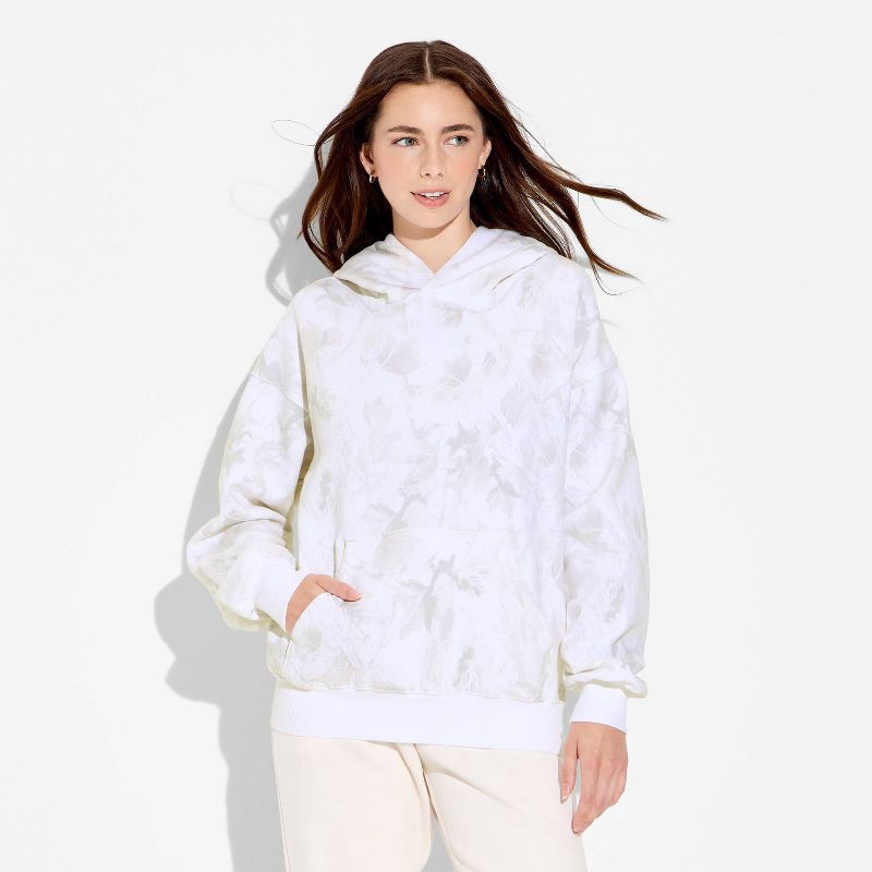 slide 2 of 3, Women's Oversized Graphic Hooded Pullover Sweatshirt - Wild Fable™ Camo M, 1 ct