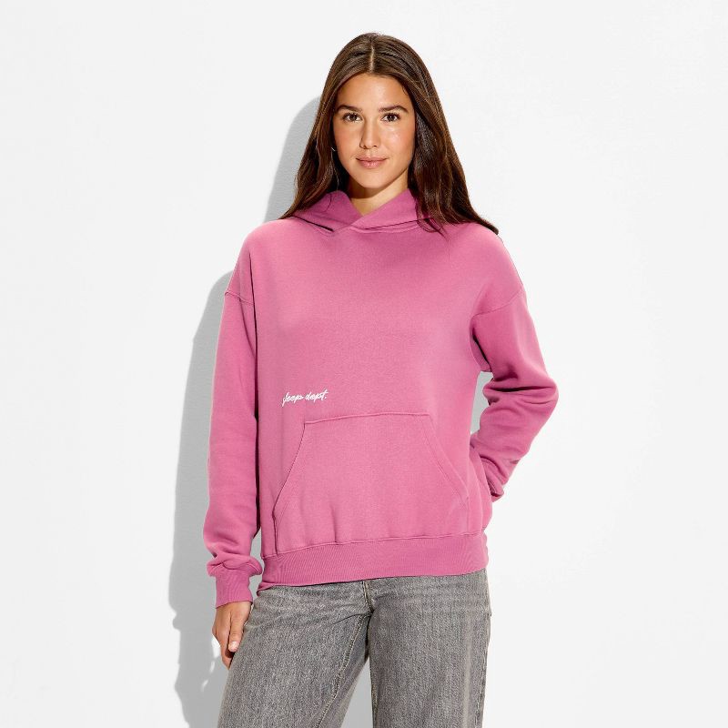slide 2 of 3, Women's Oversized Graphic Hooded Pullover Sweatshirt - Wild Fable™ Mauve Quote S, 1 ct
