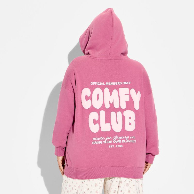 slide 3 of 3, Women's Oversized Graphic Hooded Pullover Sweatshirt - Wild Fable™ Mauve Quote XXL, 1 ct