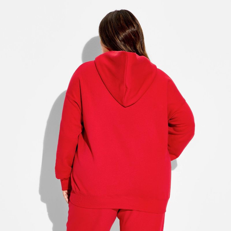 slide 3 of 3, Women's Oversized Graphic Hooded Pullover Sweatshirt - Wild Fable™ Berry Red Quote XXL, 1 ct