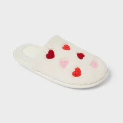 Kids' Pippa Valentine Hearts Scuff Slipper - Cat & Jack™ Ivory 4-5