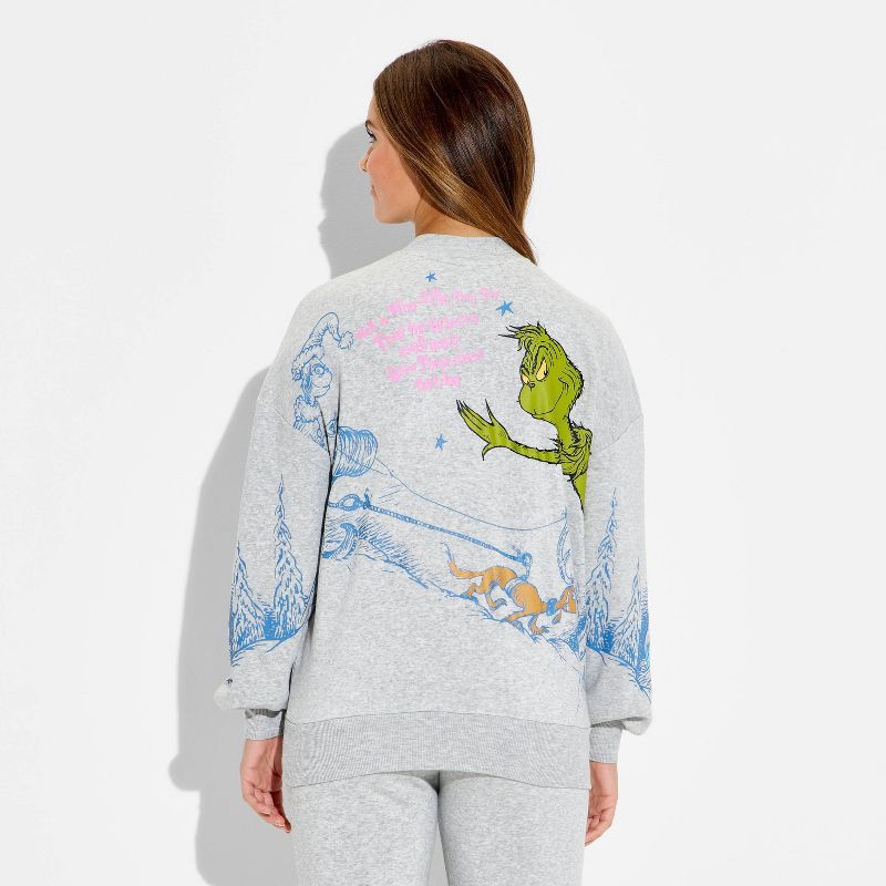 slide 3 of 3, The Grinch Women's Grinch Fleece Graphic Sweatshirt - Heather Gray XL, 1 ct