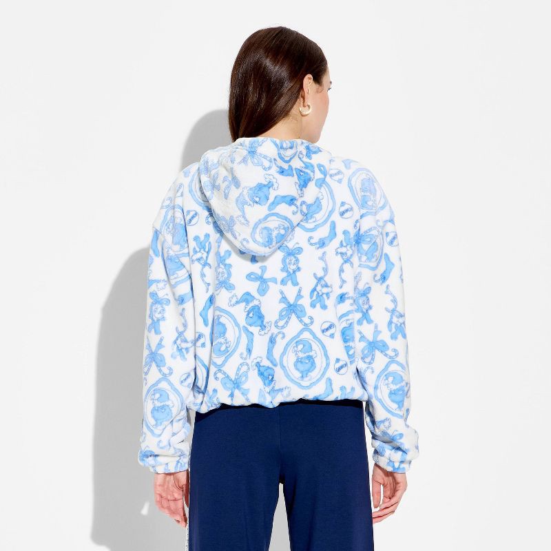 slide 3 of 3, The Grinch Women's Grinch Zip-Up Graphic Hooded Sweatshirt - White L, 1 ct