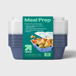 48oz 20pc Meal Prep Food Storage Containers - Rectangle - 6 cup 3 compartment - 10pk - up&up™