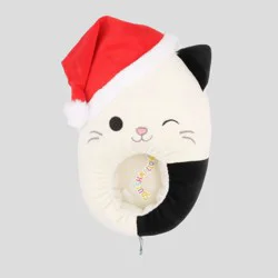 Squishmallows Kids' Santa Hat Cat Slippers - Off-White 11T-12T