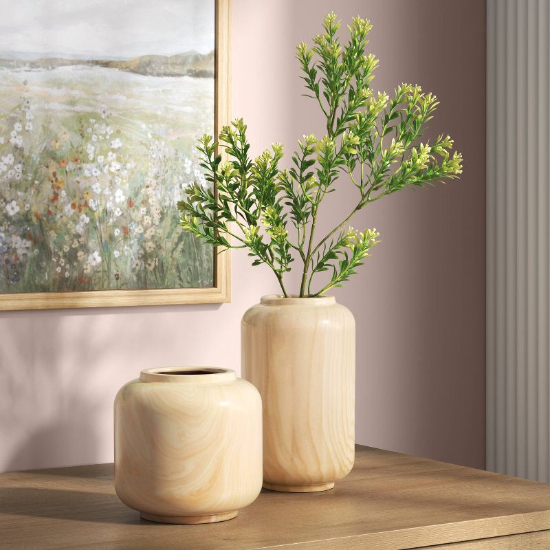 slide 2 of 3, Short Ceramic Vase Wood Grain Pattern - Room Essentials™, 1 ct