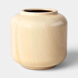 Short Ceramic Vase Wood Grain Pattern - Room Essentials™