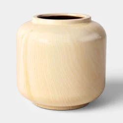 Short Ceramic Vase Wood Grain Pattern - Room Essentials™