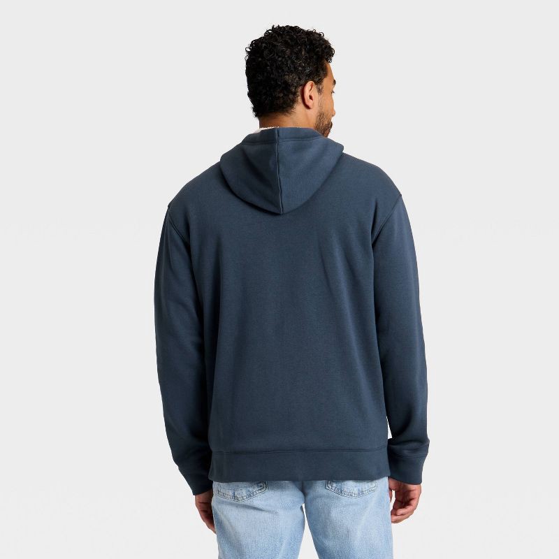 slide 2 of 3, Men's High Pile Lined Fleece Hooded Full-Zip Sweatshirt - Goodfellow & Co™ Navy Blue M, 1 ct