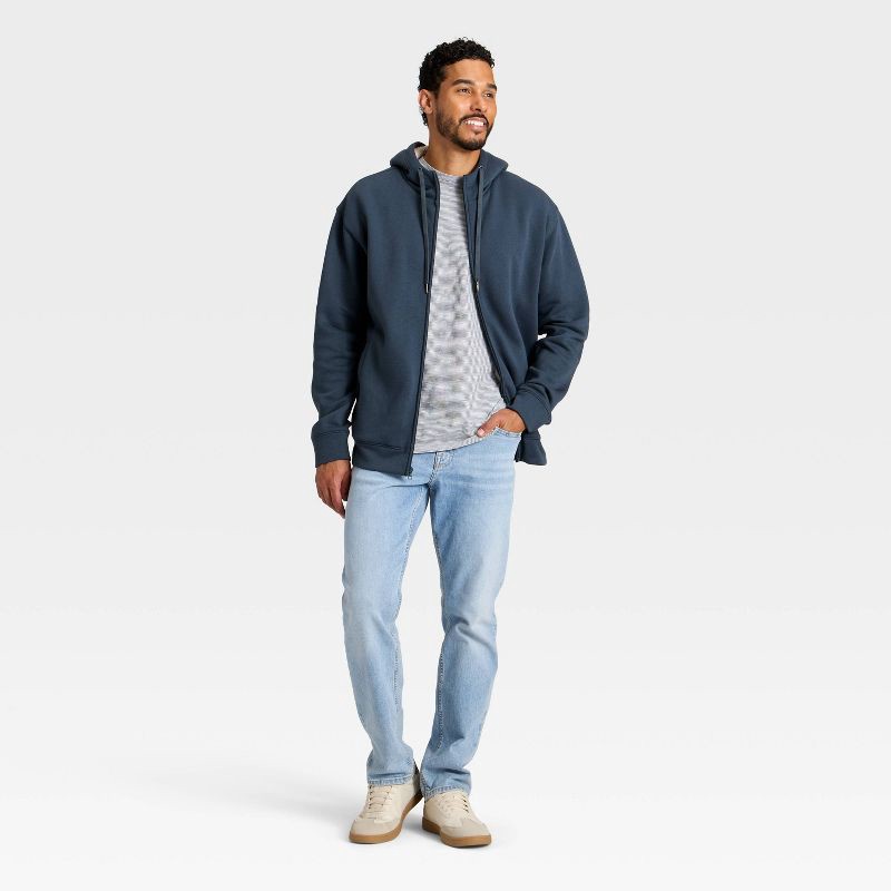 slide 3 of 3, Men's High Pile Lined Fleece Hooded Full-Zip Sweatshirt - Goodfellow & Co™ Navy Blue M, 1 ct