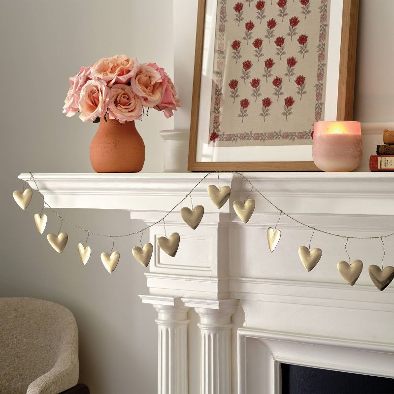 slide 2 of 3, Valentine's Day Gold Metal Hearts Garland - Threshold™, 1 ct