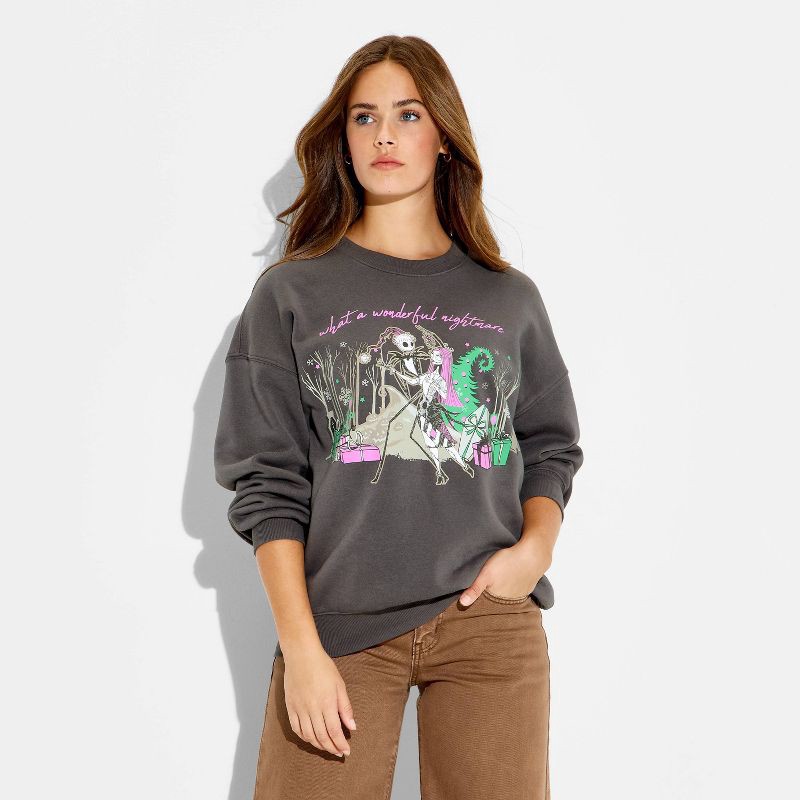 slide 2 of 3, The Nightmare Before Christmas Women's Nightmare Before Xmas Graphic Sweatshirt - Charcoal Gray XL, 1 ct