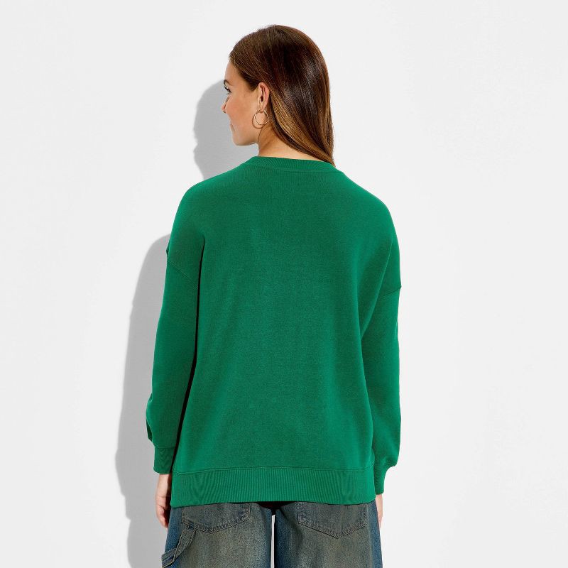 slide 3 of 3, Mickey Mouse & Friends Women's Mickey Tis' the Season Graphic Sweatshirt - Green XS, 1 ct