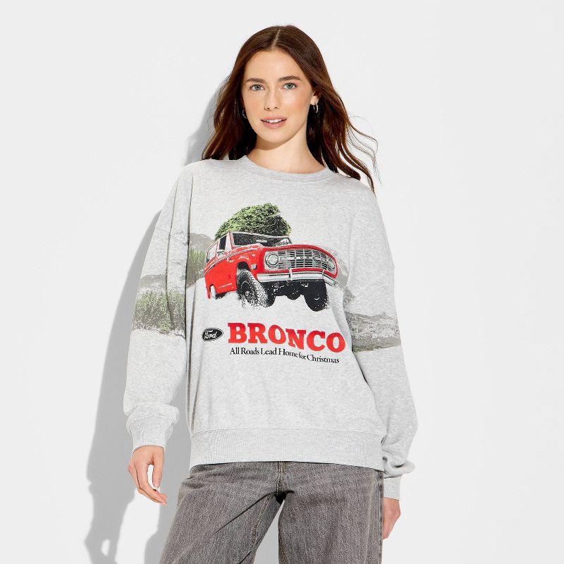 slide 2 of 3, Ford Women's Bronco Tree Graphic Sweatshirt - Heather Gray XS, 1 ct