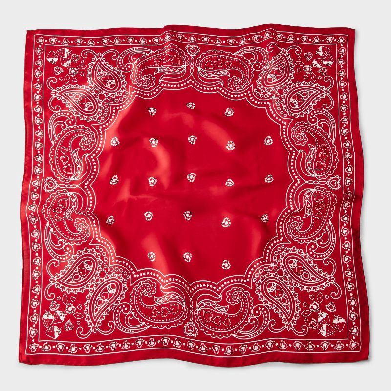 slide 2 of 3, Strawberry & Paisley Print Scarf - Universal Thread™ Red, 1 ct