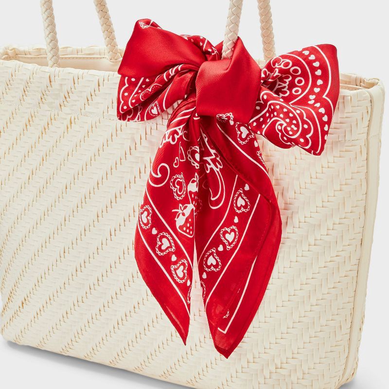 slide 3 of 3, Strawberry & Paisley Print Scarf - Universal Thread™ Red, 1 ct