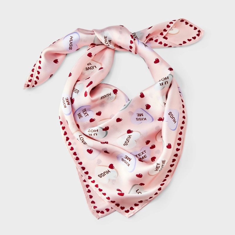 slide 1 of 3, Candy Heart Print Scarf - A New Day™ Pink, 1 ct