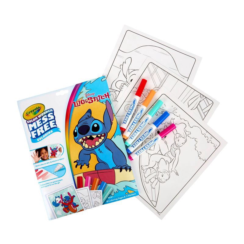 slide 3 of 5, Crayola Lilo and Stitch Color Wonder Set, 18 Pages, 5 Mess Free Markers, Toddler Stocking Stuffers, Travel Activity for Kids, Holiday Gift, Ages 3+, 1 ct