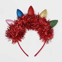 Christmas Bulb Light-Up Tinsel Headband - Red