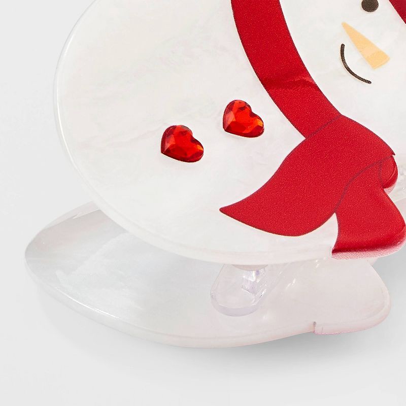 slide 3 of 3, Snowman Claw Hair Clip - Red, 1 ct