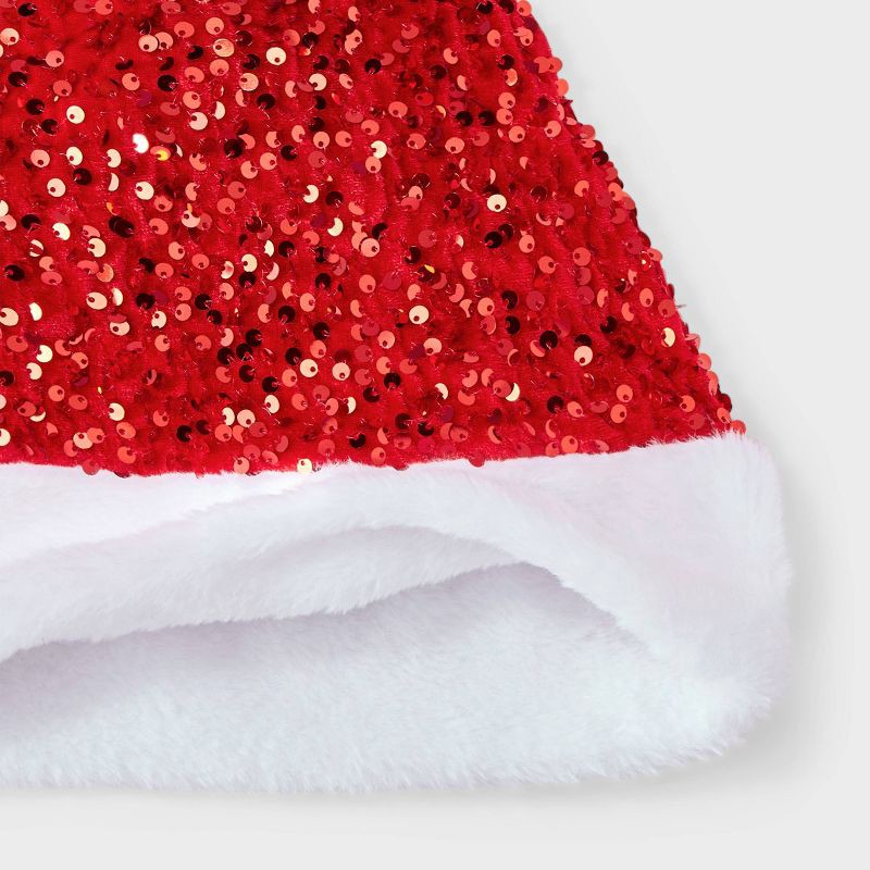 slide 4 of 4, Sequin Christmas Hat - Red, 1 ct